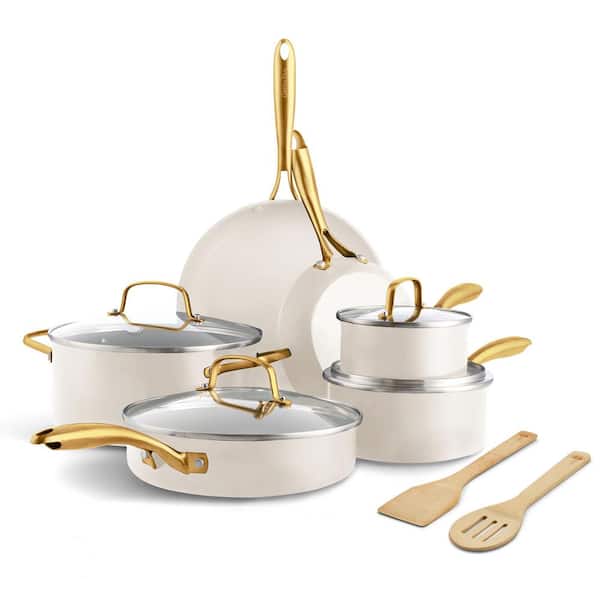 Studio 12-Piece Ceramic Nonstick Cookware Set in Linen