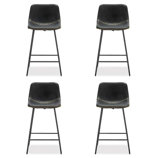 LUE BONA Faux Leather Bar Stools Metal Frame Counter Height Bar