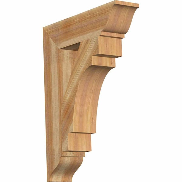 Ekena Millwork 6 in. x 34 in. x 26 in. Western Red Cedar Merced Traditional Rough Sawn Bracket