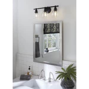 Ambrose 21 in. 3-Light Matte Black with Clear Glass Shades New Traditional Bath Vanity Light