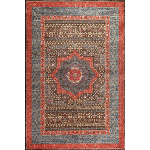 SAFAVIEH Mahal Navy/Red 5 ft. x 8 ft. Antique Border Area Rug