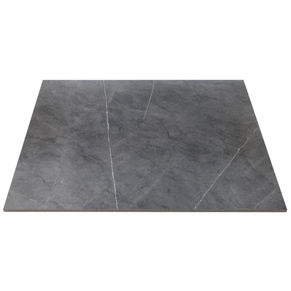 Grace Large Format Dark Gray Polished Porcelain Marble Look Tile