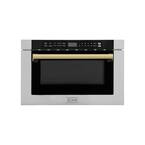 24" Autograph Edition 1.2 cu.ft. in Stainless Steel 1000-Watt Built-in Microwave Drawer and Gold Traditional Handle