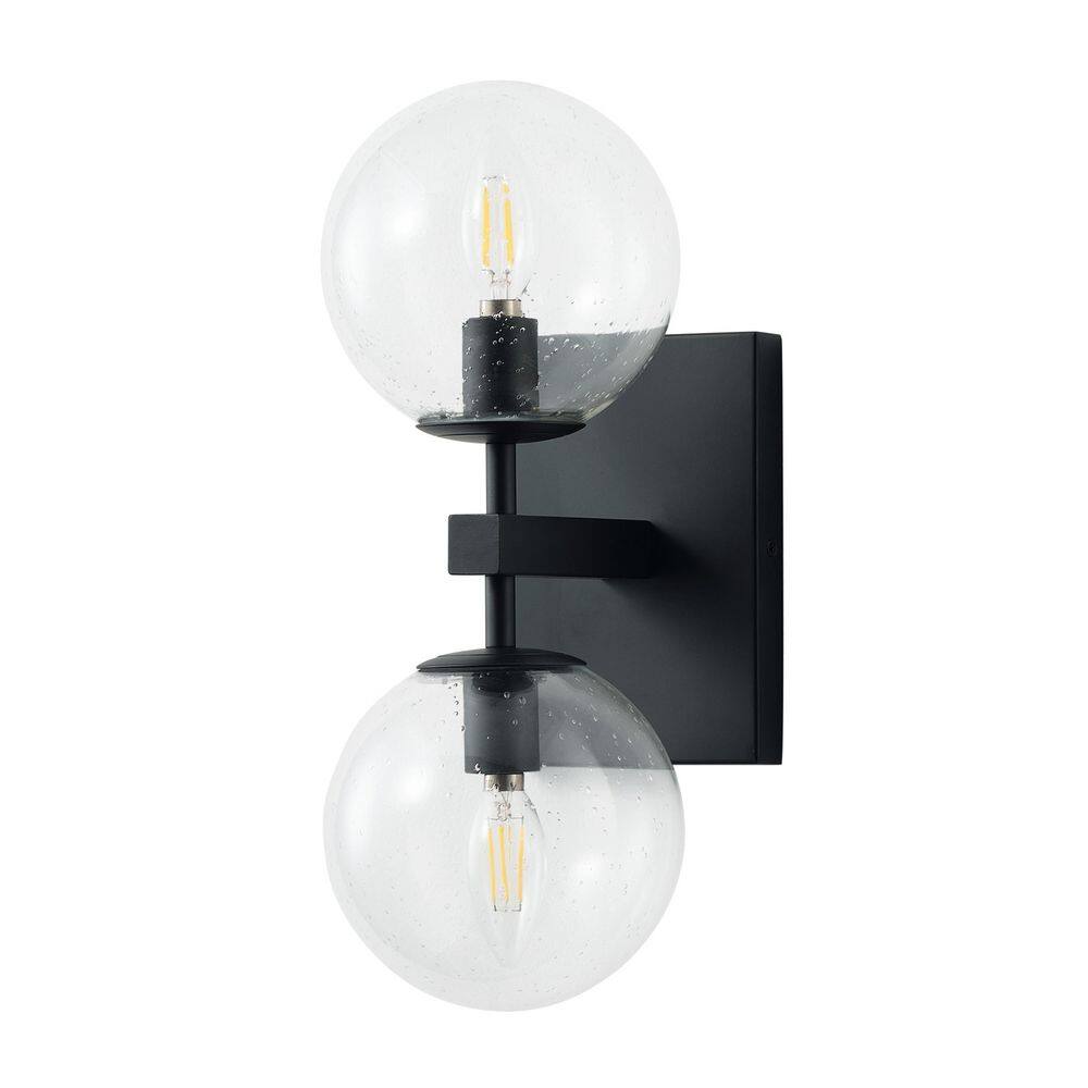 5.9 in. Modern Black 2 Light Wall Sconce with Globe Seeded Glass Shades price history on PriceWatchPro