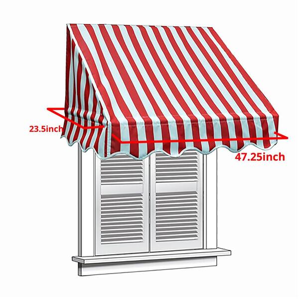 Aleko 4 Ft Retractable Door Or Window Awning In Red And White Waw4x2rwstr05 Hd The Home Depot