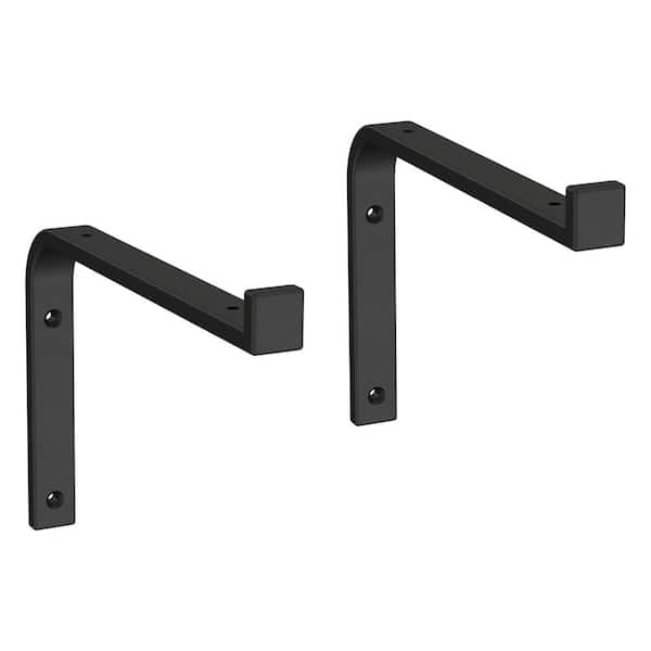 2-Pack 8.27 in. Matte Black Steel Wraparound Decorative Shelf Bracket