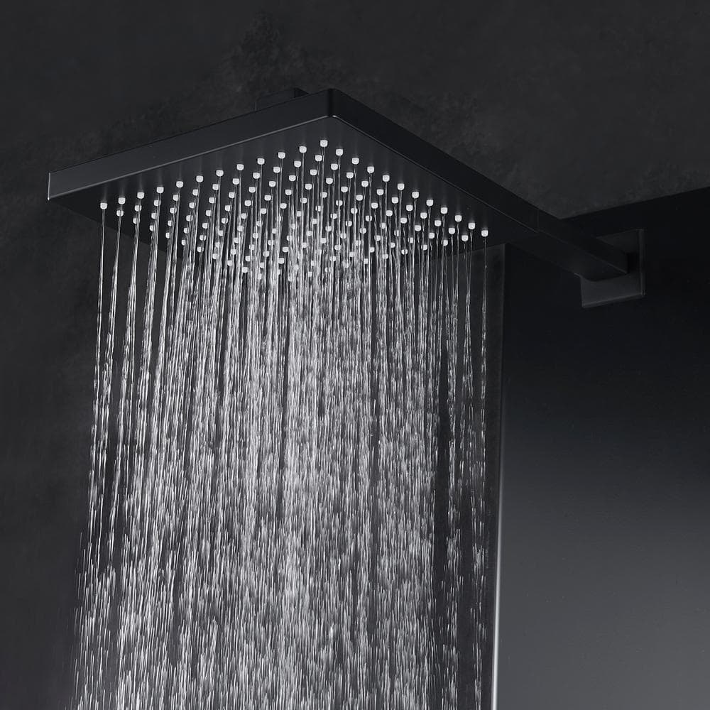 Matte Black Stainless Steel 59" Shower Panel with Adjustable Head