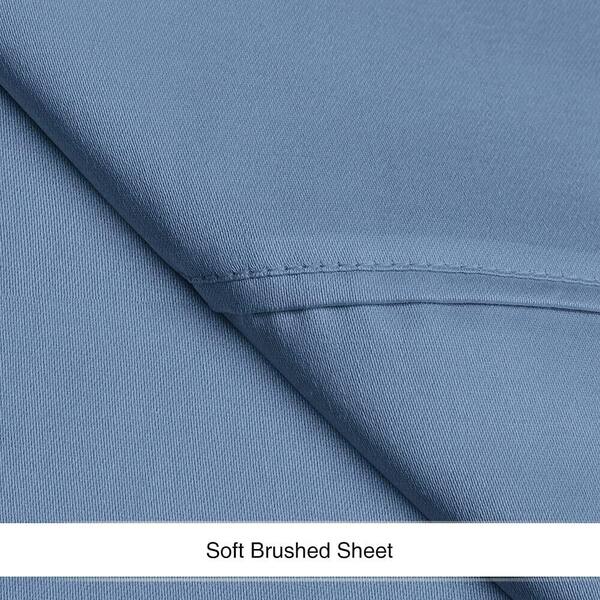 Fitted Sheets, 650TC with Pockets (7-10 Inches) Perfect for Low Profile  Mattresses, Cotton Blend (King, Solid Blue)