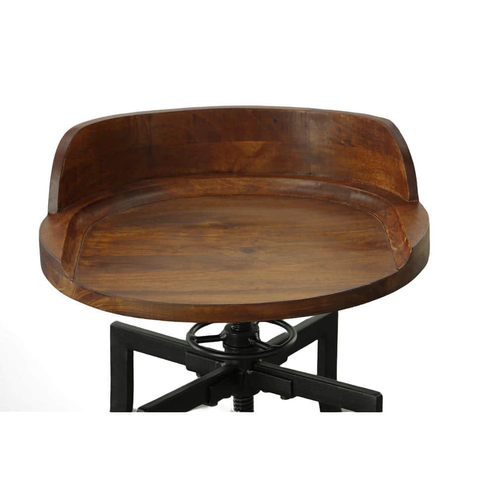 Chestnut Adjustable Backless Wood and Metal Bar Stool
