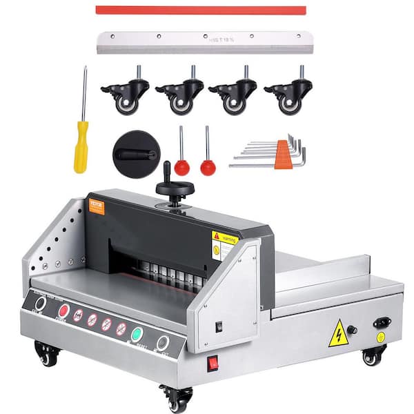 Electric Desktop Paper Cutter 1.57 in. Cutting Thickness 13 in. Tile Cutter with Bi-Metal Blade and Plastic Cuts Through