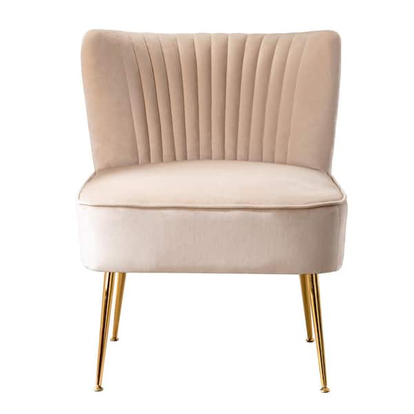 WESTINFURNITURE Trinity 25 in. Tan Velvet Channel Tufted Accent Chair