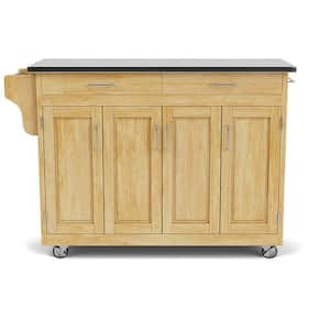 Create-a-Cart Natural Kitchen Cart With Stainless Top