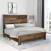 Benjara Brown Wooden Frame King Platform Bed with Rustic Details ...