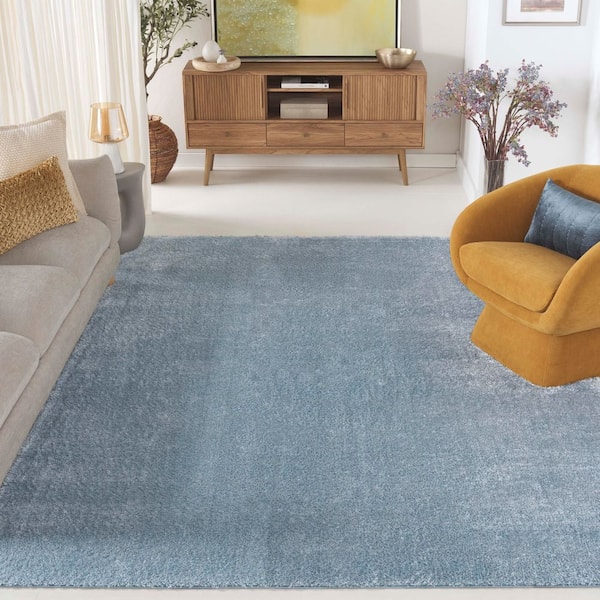 Tahoe 7 ft. x 9 ft. Blue Solid Color Area Rug