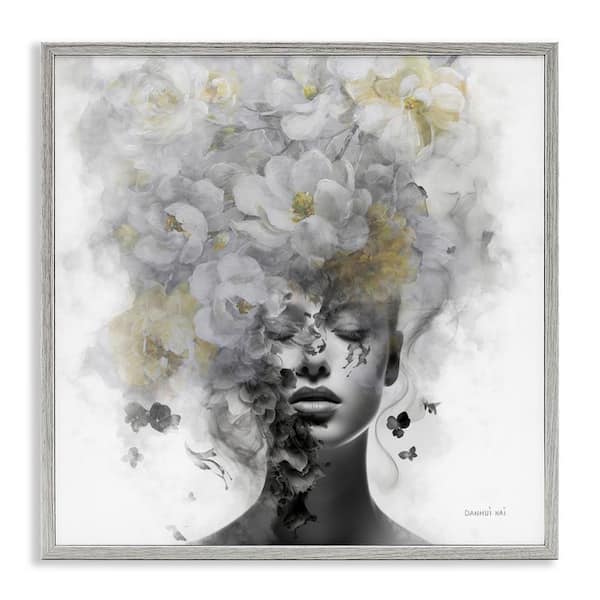 Stupell Industries Hidden Spring Visage by Danhui Nai Gray Framed People Giclee Art Print 24 in. x 24 in.