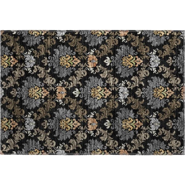 Mayfield Premium Machine Washable Abstract AMF2544 Black 3 ft. x 4 ft. Area Rug