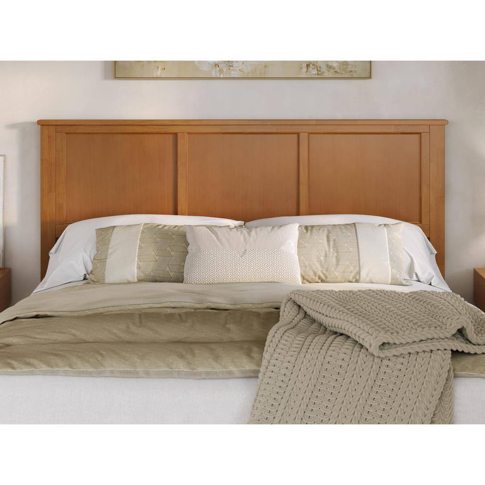 Madison King Light Toffee Solid Wood Panel Headboard with USB Charger