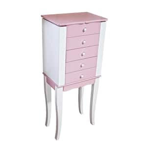 Louisa Girl's Pink Wooden Jewelry Armoire