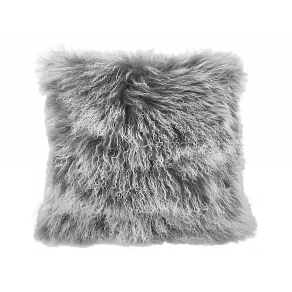 HomeRoots Gray, White Solid Down 24 in. x 24 in. Throw Pillow