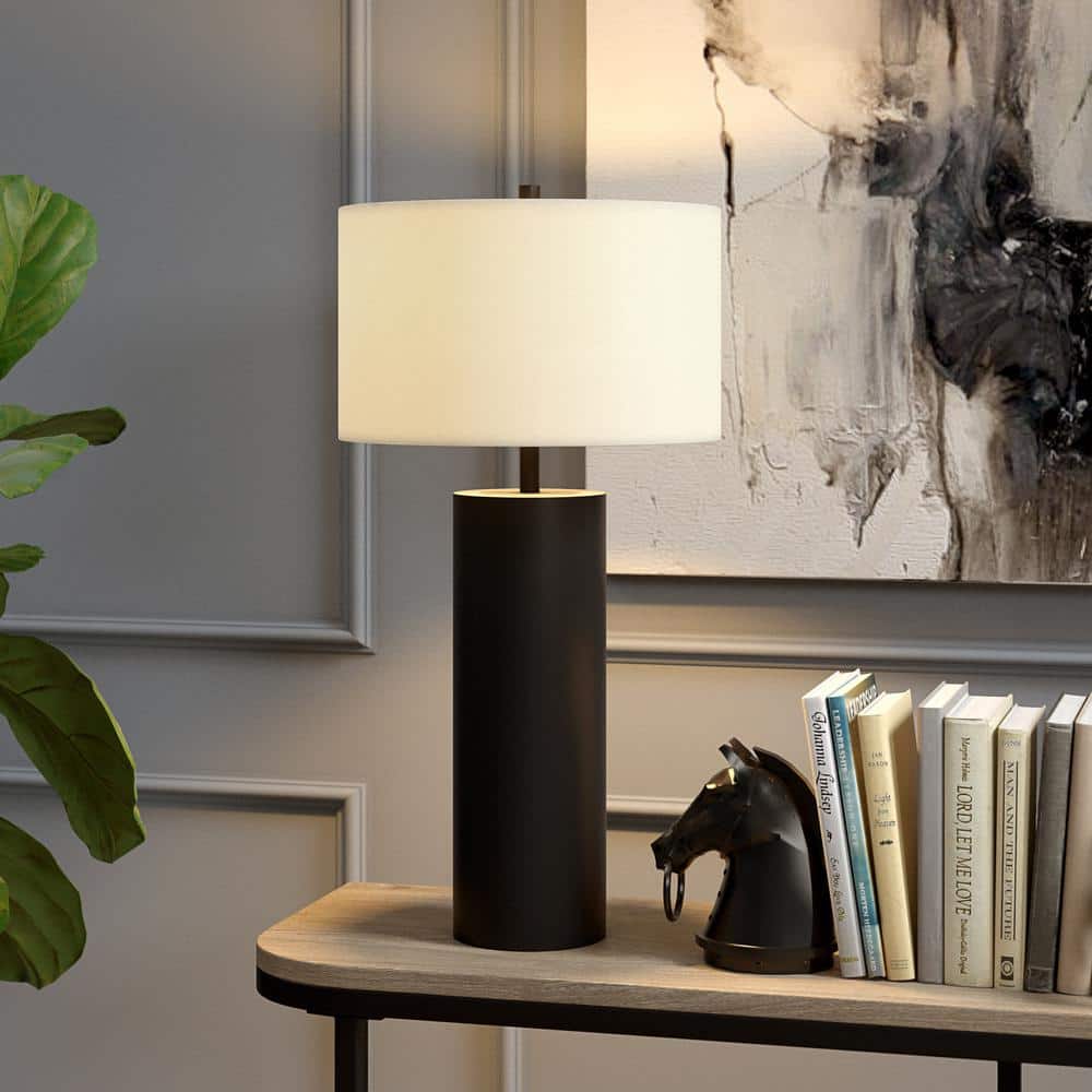 York 29.5" Blackened Bronze Table Lamp with Fabric Shade