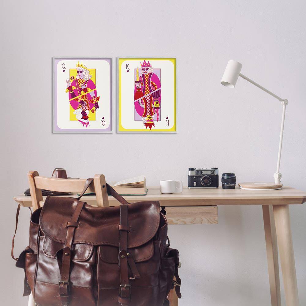 King and Queen Cards by Grace Popp 2 Piece Gray Framed People Giclee Art Print 14 in. x 11 in. price history on PriceWatchPro