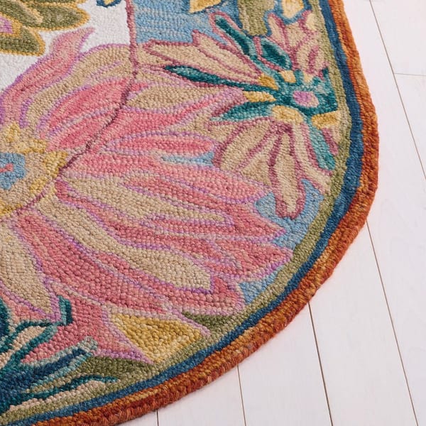 SAFAVIEH Jardin 5 ft. x 8 ft. Pink/Rust Floral Oversized Border
