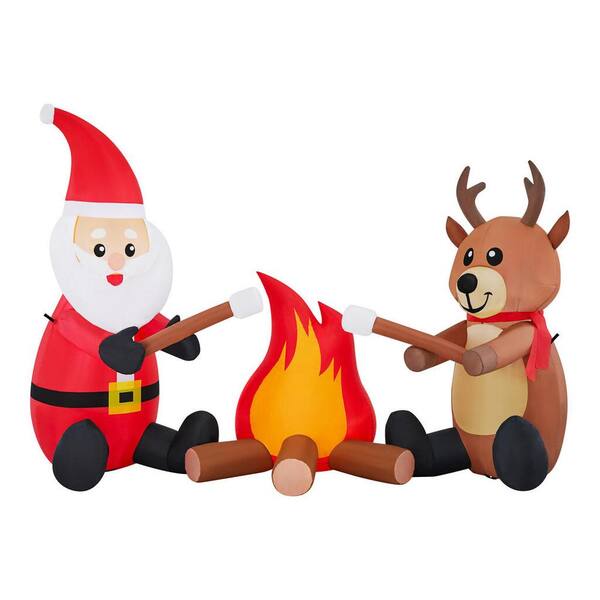 Unbranded 6 ft Santa and Reindeer By Campfire Holiday Inflatable