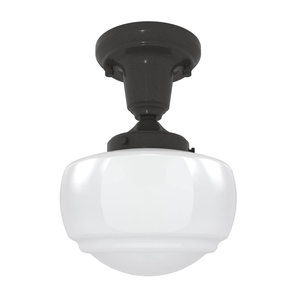 Saddle Creek Noble Bronze Mini Pendant with White Glass Shade