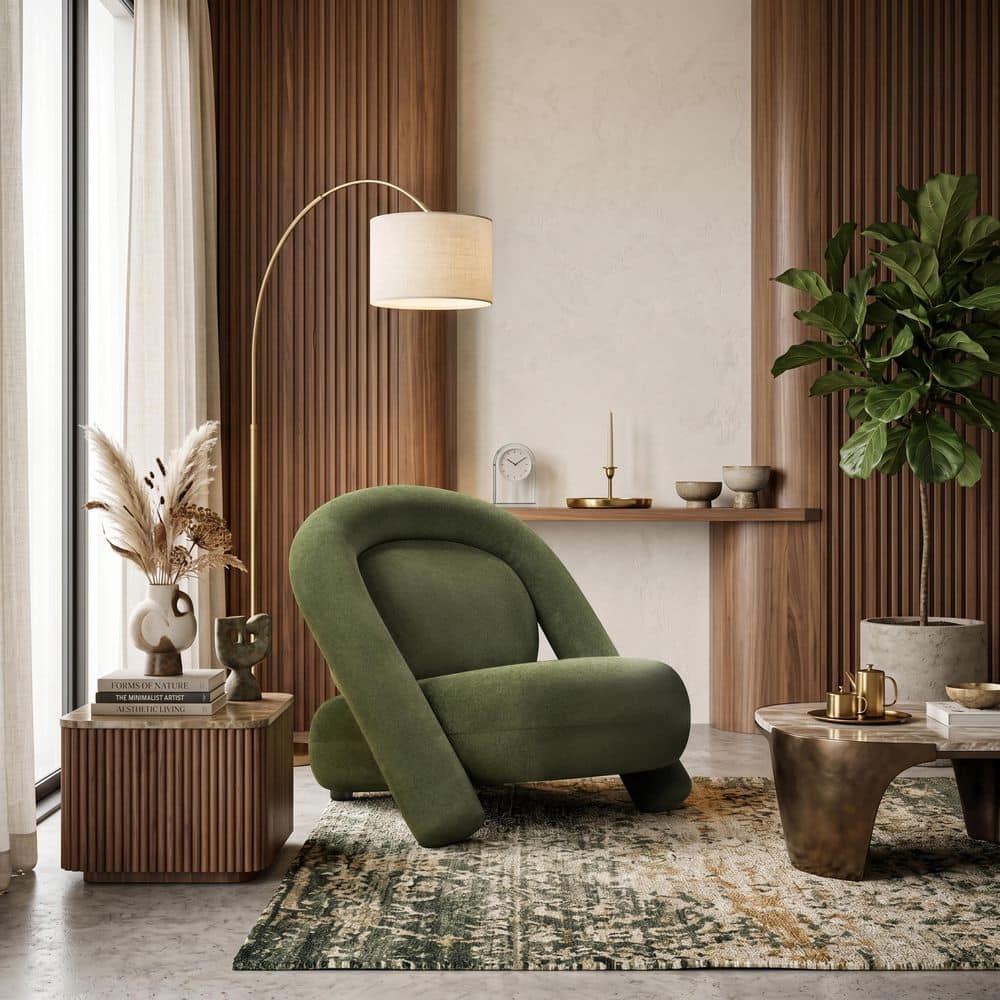 Rectangle Dark Green Velvet Upholstered Accent Club Chair with Special Design price history on PriceWatchPro