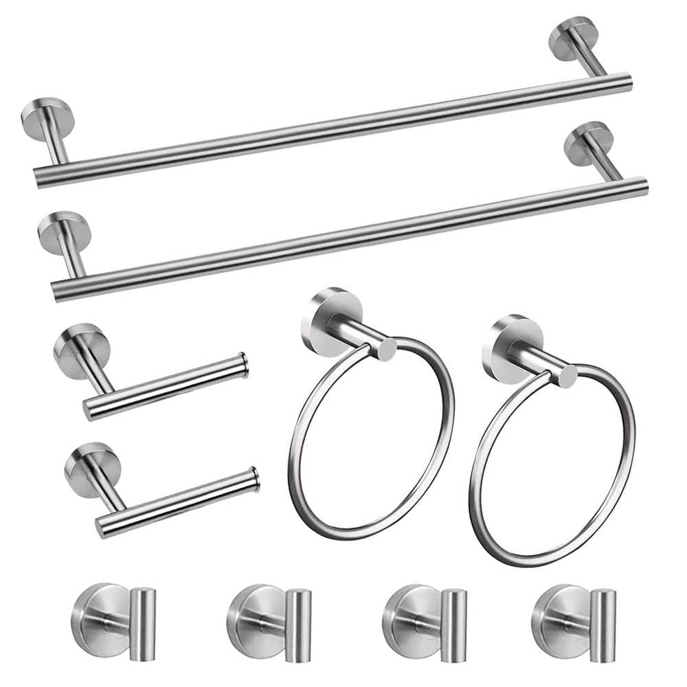 10-Piece Brushed Nickel Bathroom Hardware Set with 16 Inch Towel Bar, Ring, Hook, and Paper Holder price history on PriceWatchPro
