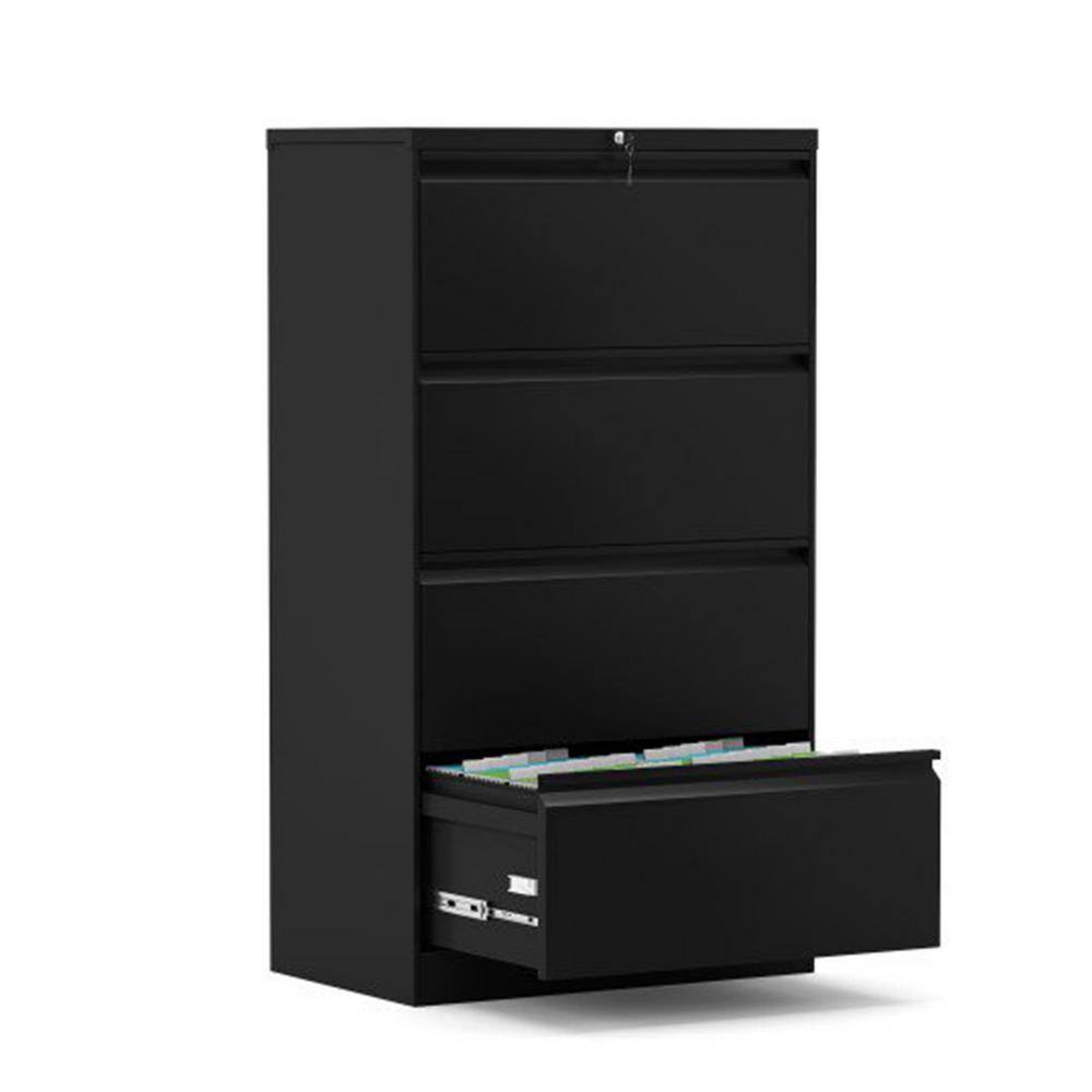 Aobabo Black 4Drawer Lateral File with Lock for Letter/Legal