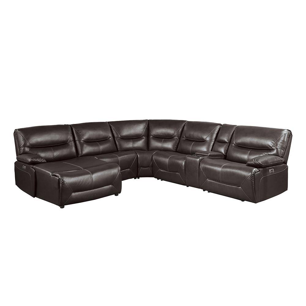 Halliday 119 in. Straight Arm 6-piece Faux Leather Power Reclining Sectiona