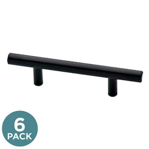 Steel Bar 3 in. (76 mm) Matte Black Cabinet Drawer Pull (6-Pack)
