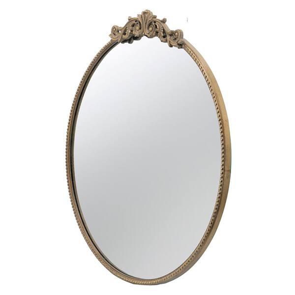 A&B Home 32 in. H x 30 in. W Round Iron Gold Mirror 82189-GOLD-DS