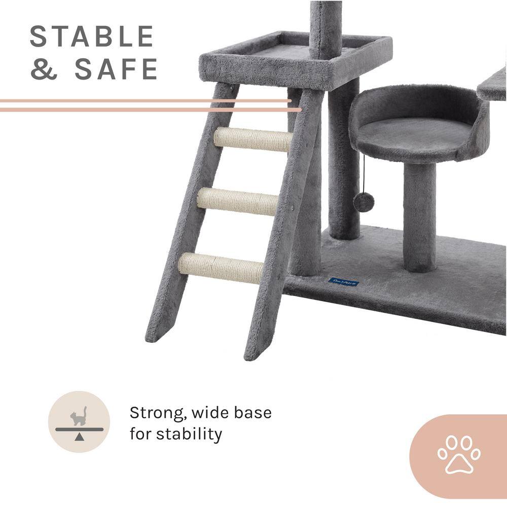 Longshot 53" Gray Multi-Tiered Cat Tree with Toys