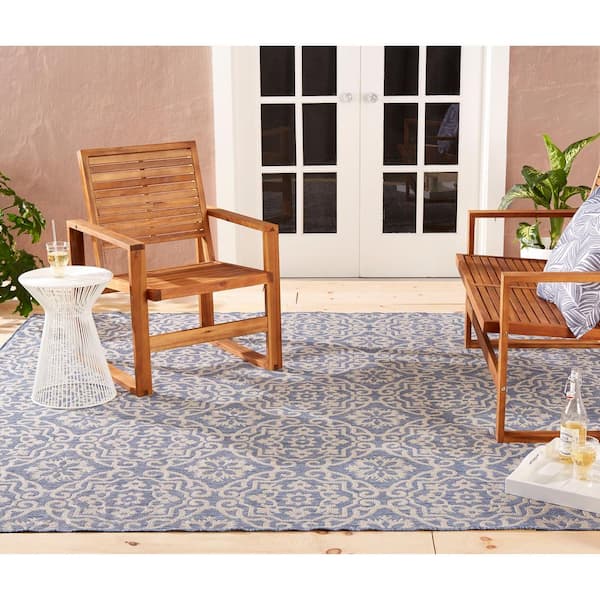 Patio Country Danica Blue/Gray 9 ft. x 12 ft. Geometric Indoor/Outdoor Area Rug