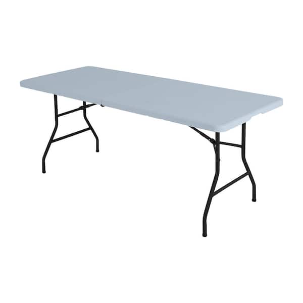 PEAKFORM 6 ft. Gray Plastic Top Centerfold Folding Table 80918