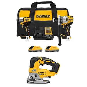 20-Volt MAX Lithium-Ion Cordless 2-Tool Combo Kit and Brushless Jigsaw with (2) 4.0 Ah Batteries, Charger and Kit Bag