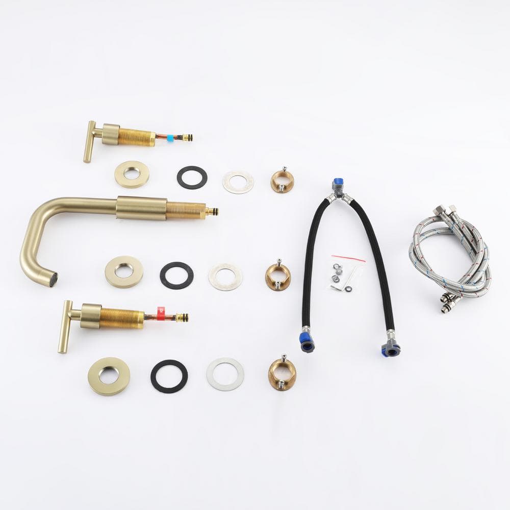 Brushed Gold Solid Brass Widespread Bathroom Faucet