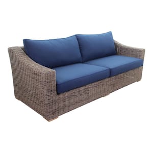 Tivoli Teak Outdoor Sectional with Sunbrella Blue Cushions