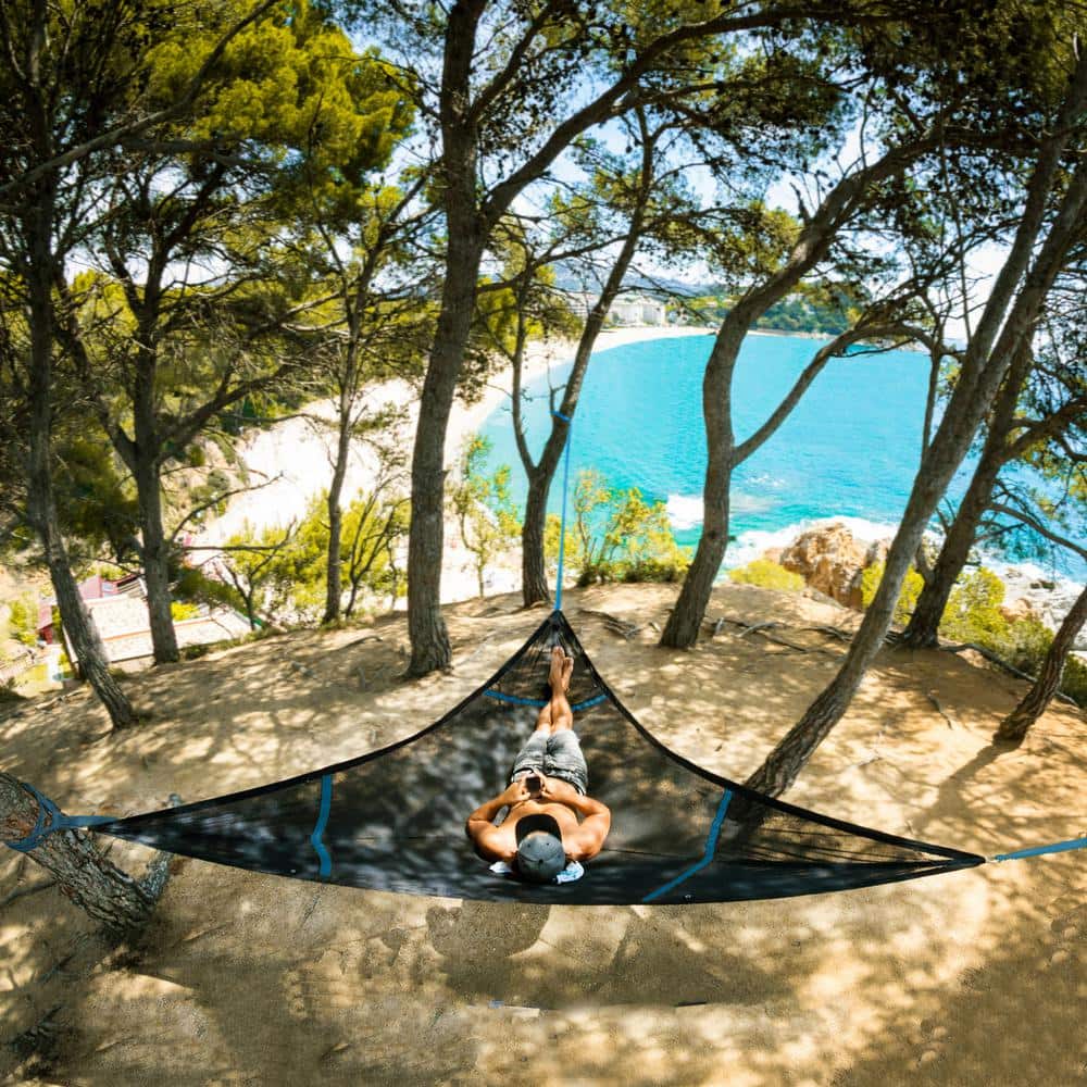 Elevate Black and Blue Polyester Mesh Hammock Bed