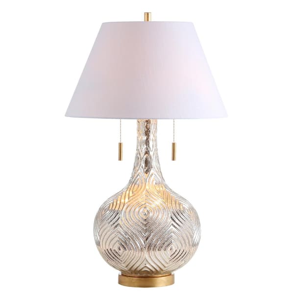 Highland 30.75 in. Gourd Glass LED Table Lamp, Mercury Silver/Gold