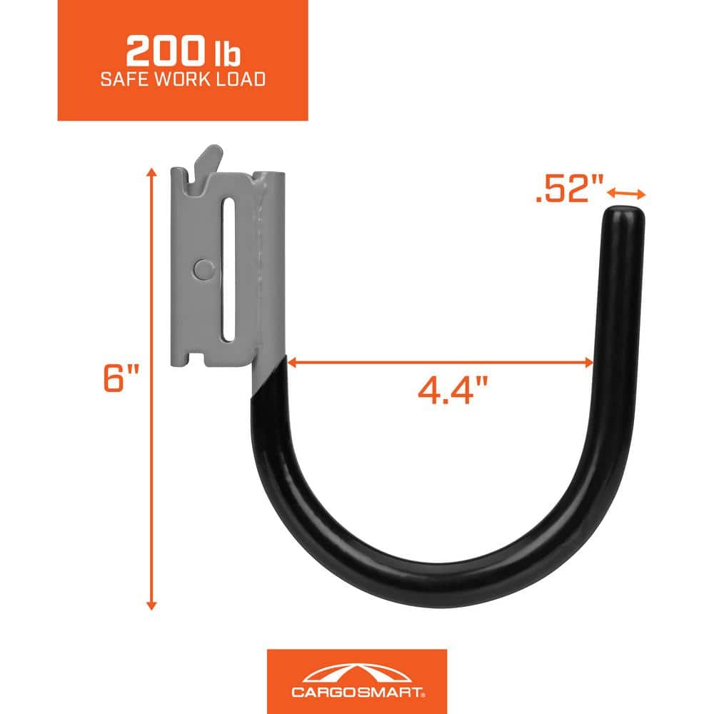 Gray and Black Powder Coated Large Steel J Hook
