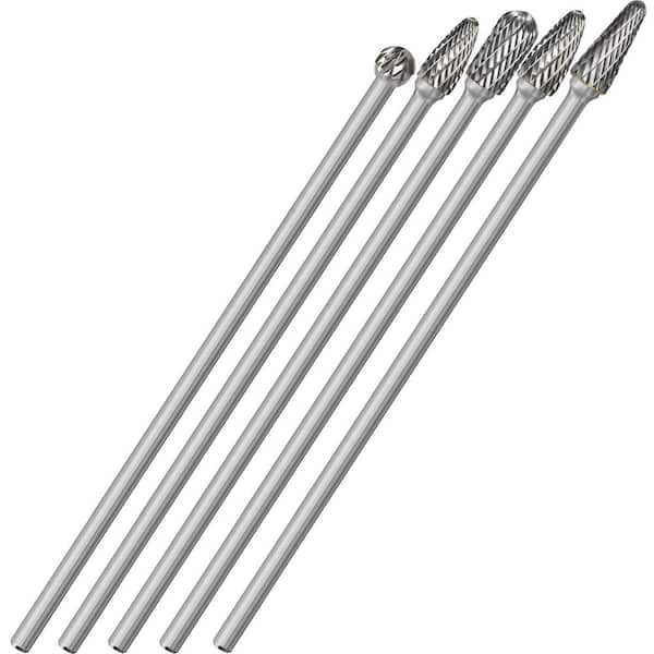 1/4 in. Tungsten Carbide Rotary Bit, 6.2 in. Extra Long Reach Carbide Burr Assortment (5-Piece)