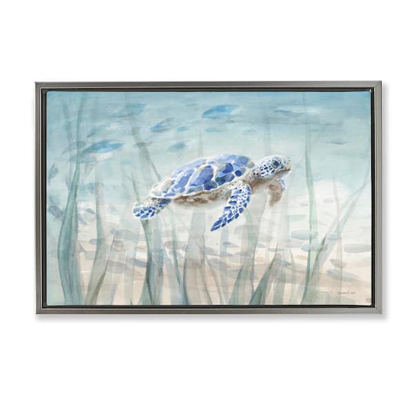 30.31ブレインタートル Stupell Industries Undersea Turtle Swim by Danhui Nai Gray