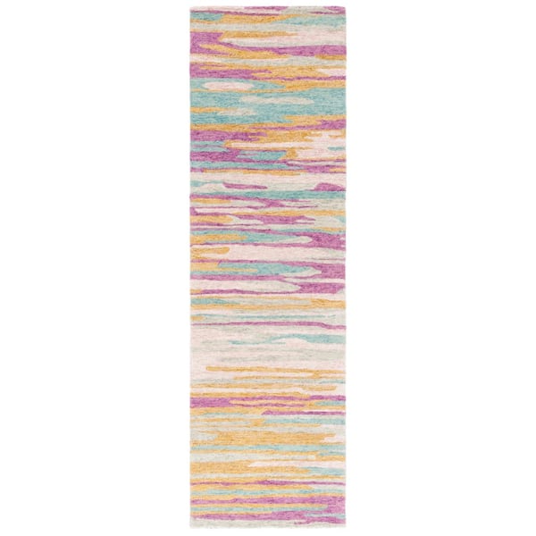 Bellagio 2 ft. x 8 ft. Yellow/Green Running Camo Runner Rug