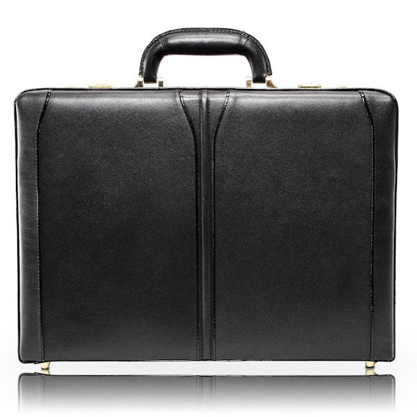 Lawson Top Grain Cowhide Black Leather 3.5 in. Attache Briefcase