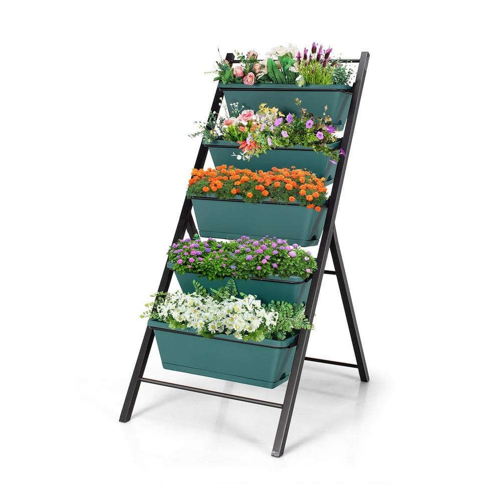 Green 5-Tier Vertical Herb Garden Planter Box with Iron Frame