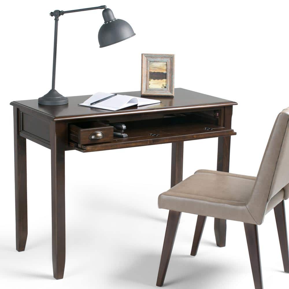Burlington Traditional Mahogany Brown Solid Wood Desk with Keyboard Tray