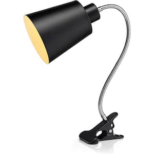 18.5 in. Black Plug in Clip On Flexible Gooseneck Desk Lamp No Bulbs Included